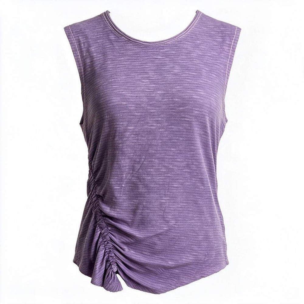 Pilcro Anthropologie Womens XS Purple Ruched Side Tank Top Textured Cotton #3011
